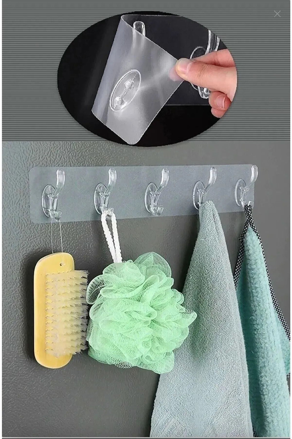 Euroluxe | 5’li Kendinden Yapışkanlı Güçlü Silikon Şeffaf Askılık – Kapı Arkası, Mutfak, Banyo, Duvar Askı