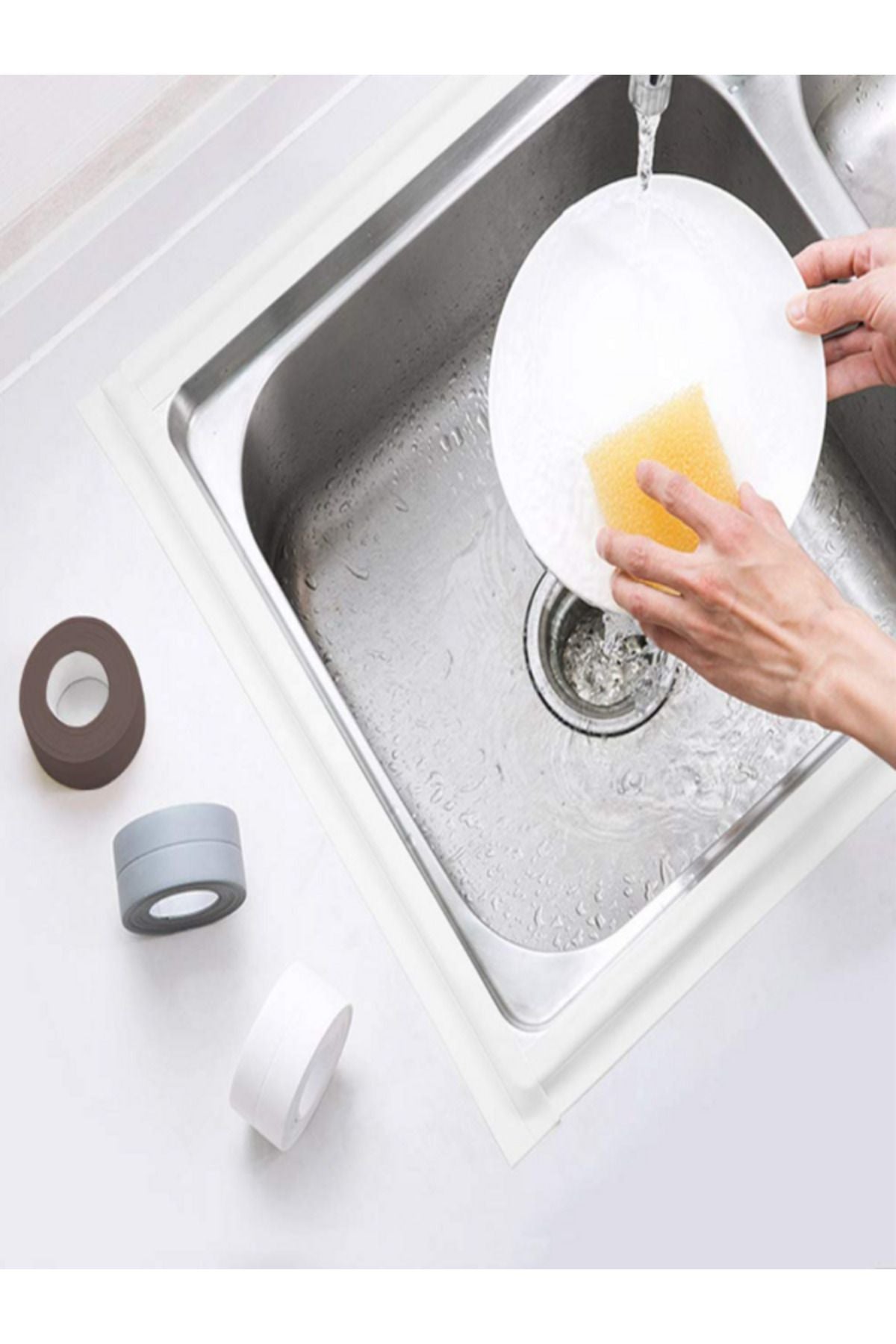 Euroluxe | Su Sızdırmaz Lavabo Küvet Ocak Kenar İzolasyon Bandı – Beyaz Tamir ve Koruma Bandı