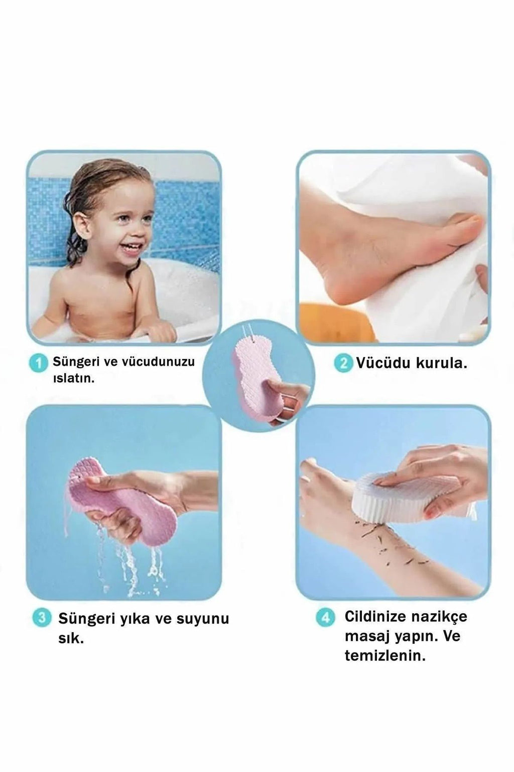 Euroluxe | Bebek Banyo Ölü Deri Sökücü Sünger – Yoğun Peeling ve Masaj Duş Süngeri