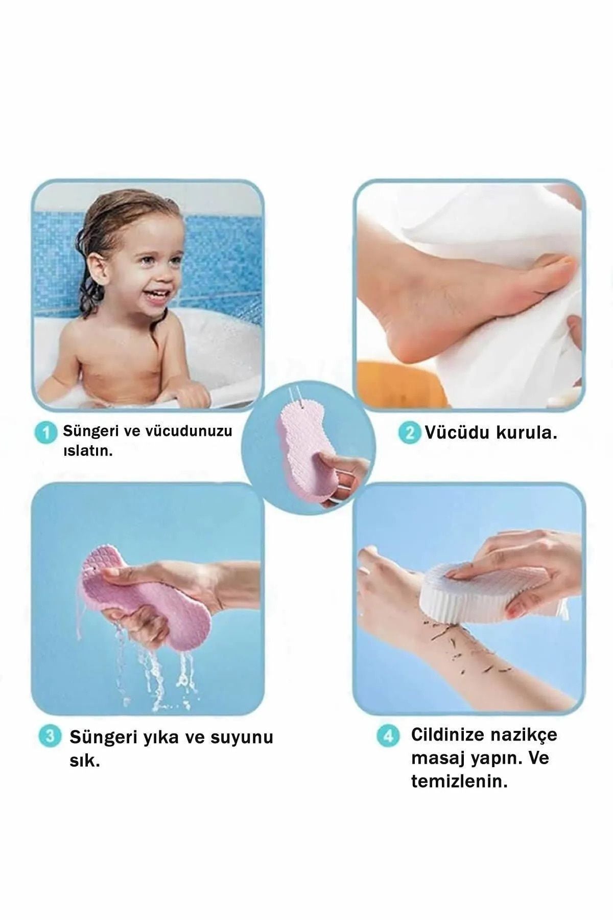 Euroluxe | Bebek Banyo Ölü Deri Sökücü Sünger – Yoğun Peeling ve Masaj Duş Süngeri