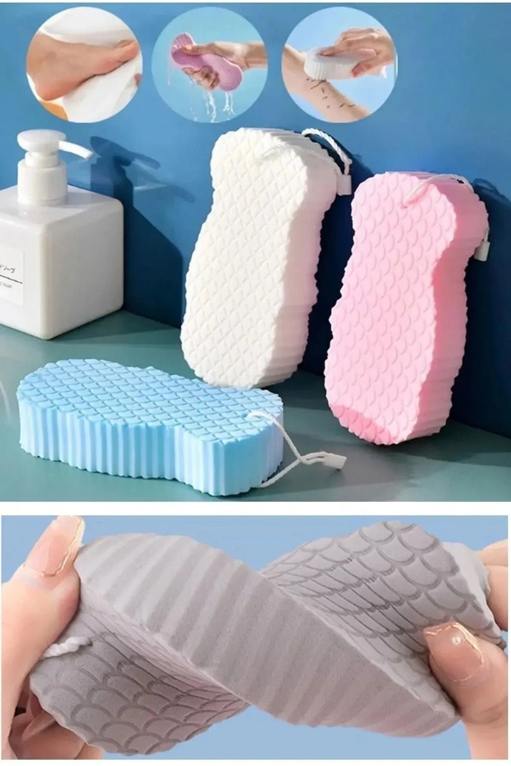Euroluxe | Bebek Banyo Ölü Deri Sökücü Sünger – Yoğun Peeling ve Masaj Duş Süngeri