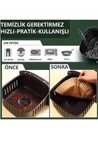Euroluxe | 50’li Airfryer Pişirme Kağıdı Kare Model – Yağ Geçirmez, Yapışmaz, Tek Kullanımlık Hava Fritözü Pişirme Kağıdı