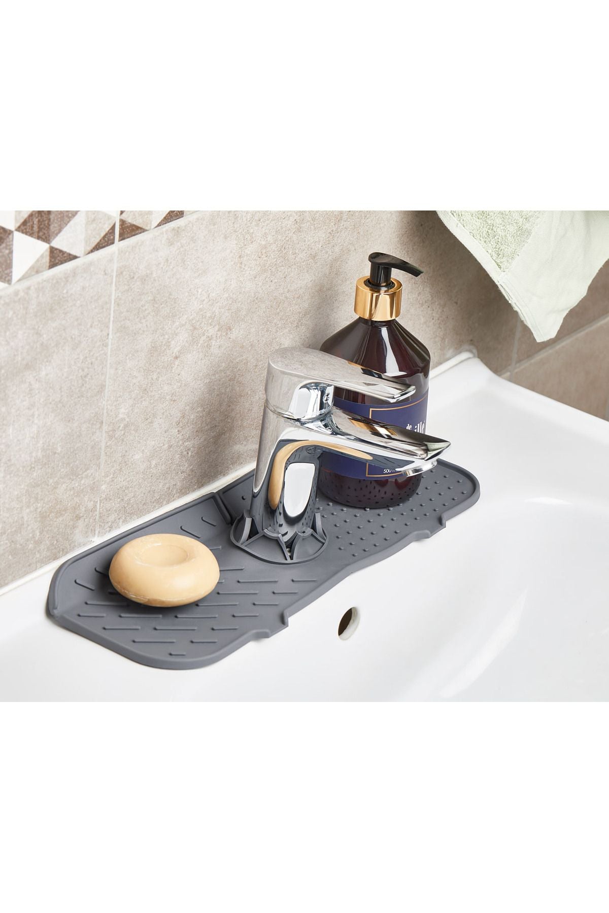 Euroluxe | Silikon Su Tutucu Musluk Matı – Mutfak ve Banyo Tezgah Üstü Sıçrama Koruyucu Lavabo Matı