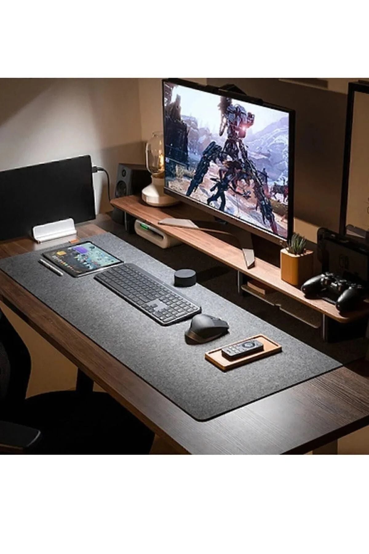 Euroluxe | Keçe Oyuncu Mouse Pad ve Masa Üstü Düzenleyici Mat – 50x100 cm Büyük Boy Çalışma Masası Organizeri