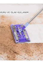 Euroluxe | Mandallı Mikrofiber Mop – Yer, Fayans, Duvar ve Yüzey Temizlik Mopu + 1 Yedek Bez (Mor)