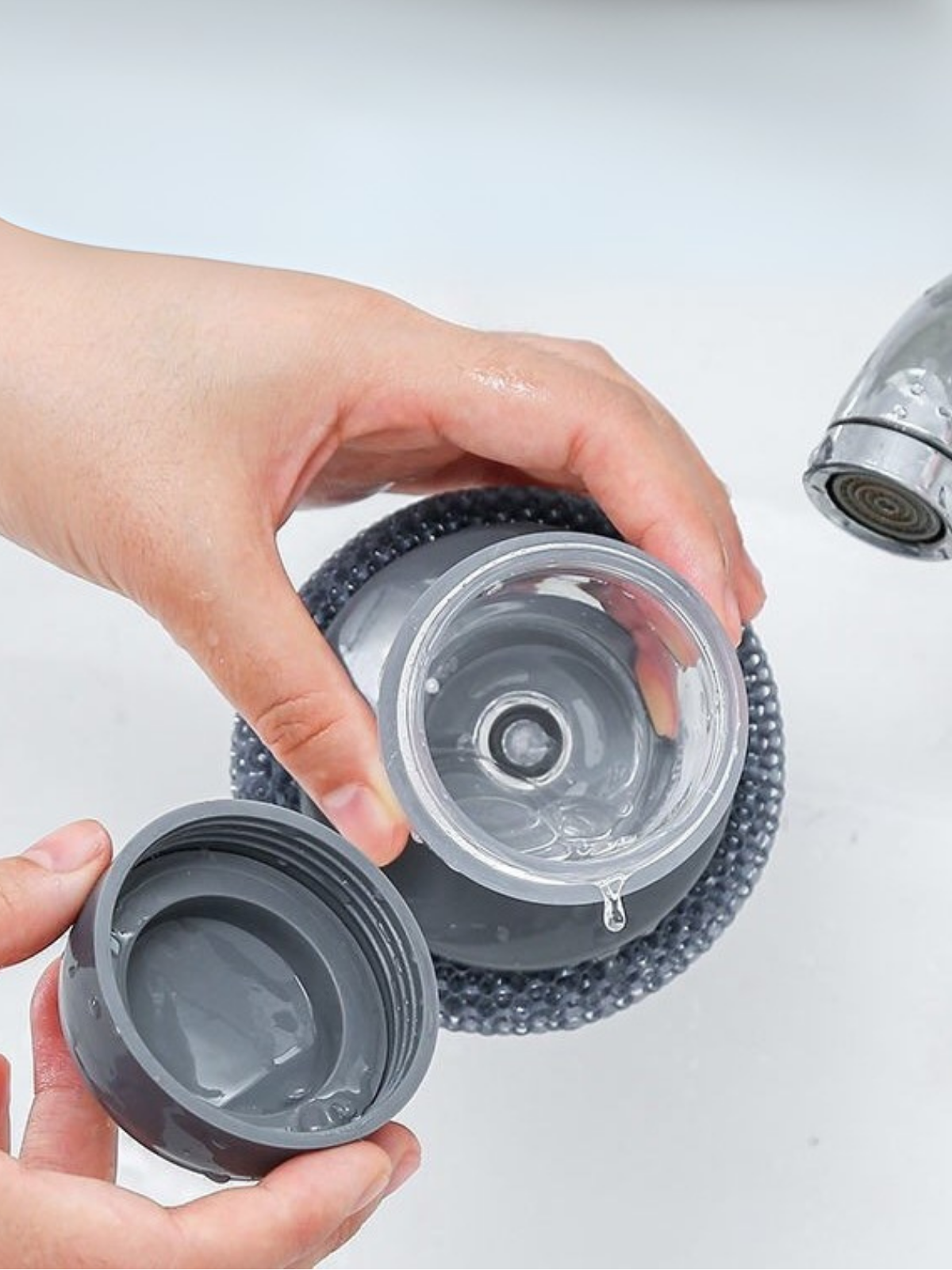 Euroluxe | Deterjan Hazneli Sihirli Bulaşık Teli Paslanmaz Pratik Temizleme Teli Mutfak Banyo Lavabo Temizliği